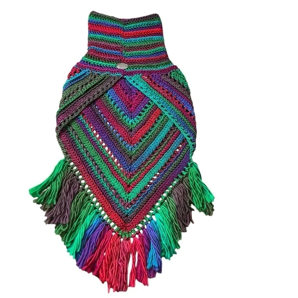 Handcrafted Crochet Cowl Neck Scarf With Fringe New Handmade by Seller Knit